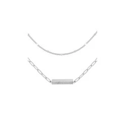 Collier 2 Rangs Maillons Et Talisman (argenté) -Jollia Soldes Magasin collier double rangs maillons talisman 4