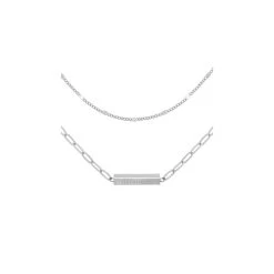 Collier 2 Rangs Maillons Et Talisman (argenté) -Jollia Soldes Magasin collier double rangs maillons talisman 5