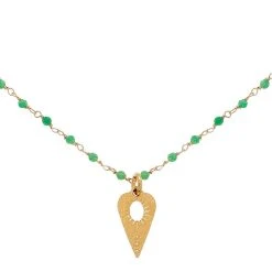Collier Perles Coeur Ajouré (emeraude)