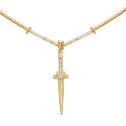 Colliers Superposés Pendentifs (blanc) -Jollia Soldes Magasin collier epee perles blanches 1