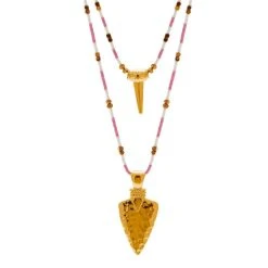 Collier Multirangs Tribu Apache (doré/rose)