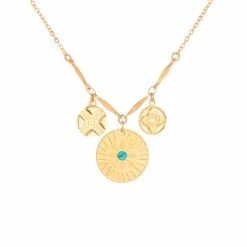 Collier Médaille Et Breloques (howlite)