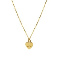 Collier Cœur étoile Filante (doré) -Jollia Soldes Magasin collier fin medaille coeur etoile