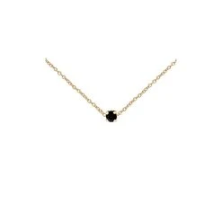 Collier Fin Et Strass Jet (plaqué Or)