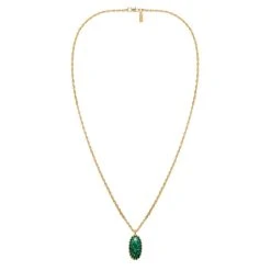 Collier Long Médaillon Cabochon (jade Vert) -Jollia Soldes Magasin collier long medaille cabochon 1