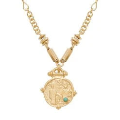 Sautoir Maillons Pièce Antique (turquoise)