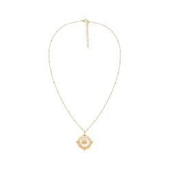 Collier Long Médaille Soleil (nacre) -Jollia Soldes Magasin collier long medaille pierre soleil