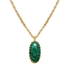 Collier Long Médaillon Cabochon (jade Vert)