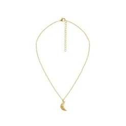 Collier Pendentif Lune Et Strass (plaqué Or) -Jollia Soldes Magasin collier lune martele strass plaque or 1 1