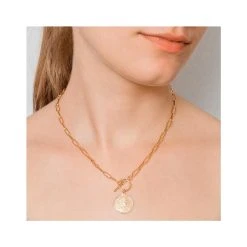 Collier Chaîne Maillons Pièce (plaqué Or) -Jollia Soldes Magasin collier maille medaille
