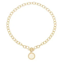 Collier Maillons Médaille Fleur Ajourée (plaqué Or)