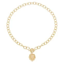 Collier Maillons Médaille Tête De Lion (plaqué Or)