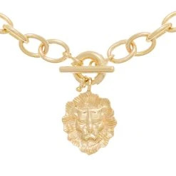 Collier Maillons Médaille Tête De Lion (plaqué Or) -Jollia Soldes Magasin collier maillon medaillon tete de lion