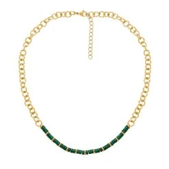 Collier Maillons Pierres (malachite)