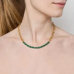 Collier Maillons Pierres (malachite) -Jollia Soldes Magasin collier maillon pierre vert 1