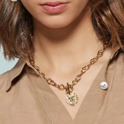 Collier Maillons Médaille Tête De Lion (plaqué Or) -Jollia Soldes Magasin collier maillon tete de lion