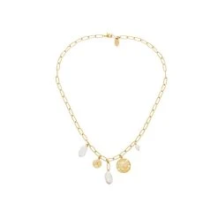 Collier Maillons Breloques Perles De Culture (doré) -Jollia Soldes Magasin collier maillons breloques nacre 1