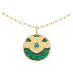 Collier Médaille Aztèque (malachite/turquoise)