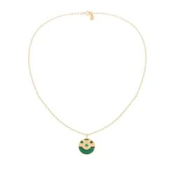 Collier Médaille Aztèque (malachite/turquoise) -Jollia Soldes Magasin collier medaille azteque vert 1