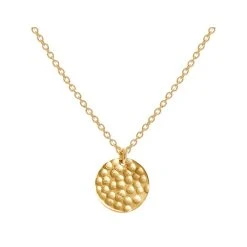 Collier Pendentif Médaille Martelée (plaqué Or)