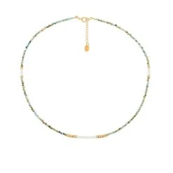 Collier Multi Pierres Et Zircons (turquoise)