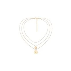 Collier Multirangs Médaille Martelée Et étoile (blanc) -Jollia Soldes Magasin collier multirang emaille blanc