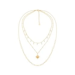 Collier Multirangs Maillons Perles Et étoile (cristal Blanc) -Jollia Soldes Magasin collier multirang maillon perle pendentif etoile