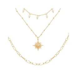 Collier Multirangs Maillons Perles Et étoile (cristal Blanc) -Jollia Soldes Magasin collier multirang maillon perle pendentif etoile 1