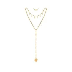 Collier Multirangs Triple Chaîne (plaqué Or) -Jollia Soldes Magasin collier multirang or 1