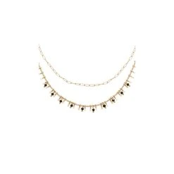 Collier Multirangs Pampilles Et Pierres (onyx)