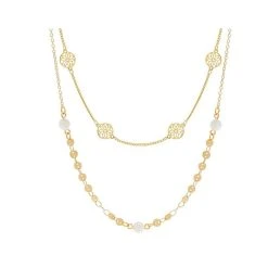 Collier Multirangs Chaîne Pastilles (doré)