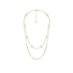 Collier Multirangs Chaîne Pastilles (doré) -Jollia Soldes Magasin collier multirangs chains perles blanc or pastilles