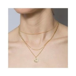 Collier Multirangs Médaille Vierge Marie (plaqué Or) -Jollia Soldes Magasin collier multirangs dore medaille