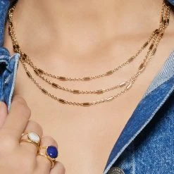 Collier Multirangs Chaînes (doré) -Jollia Soldes Magasin collier multirangs dore 2