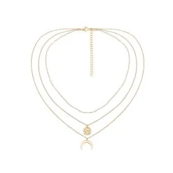 Collier Multirangs Corne (blanc) -Jollia Soldes Magasin collier multirangs lune medaille dore