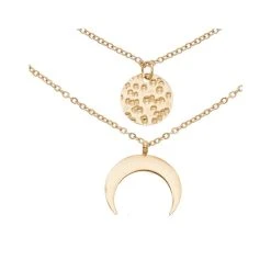 Collier Multirangs Corne (blanc) -Jollia Soldes Magasin collier multirangs lune medaille dore 1 1