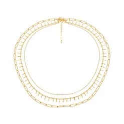 Collier Triple Rangs Maillons Et Pampilles (doré)