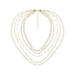 Collier Multirangs Maillons (doré)