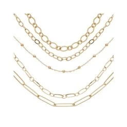 Collier Multirangs Maillons (doré) -Jollia Soldes Magasin collier multirangs maillons dore