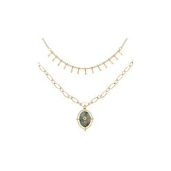 Collier Multirangs Pampille Et Pierre Facettée (turquoise Africaine)