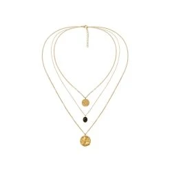 Collier Multirangs Médaille Et Pierre (labradorite) -Jollia Soldes Magasin collier multirangs pierre medaille dore