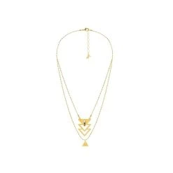 Collier Multirangs Et Triangles (doré) -Jollia Soldes Magasin collier multirangs triangle pierre or dore