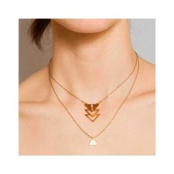 Collier Multirangs Et Triangles (doré) -Jollia Soldes Magasin collier multirangs triangle pierre or dore1