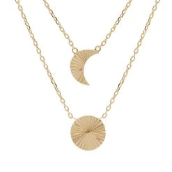 Collier 2 Rangs Pastille Et Lune (plaqué Or)