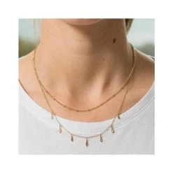 Collier Multirangs Pampilles (doré) -Jollia Soldes Magasin collier pampille dore zag 1