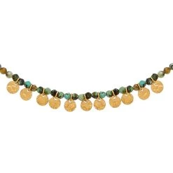 Collier Pierres Turquoise Et Pastilles -Jollia Soldes Magasin collier pastilles dore turquoise