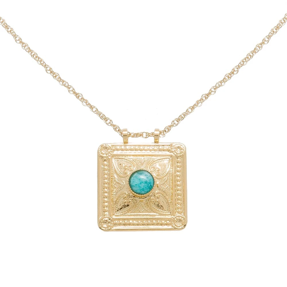 Collier Médaille Carrée Pierre (amazonite) 3 Collier Médaille Carrée Pierre (amazonite)
