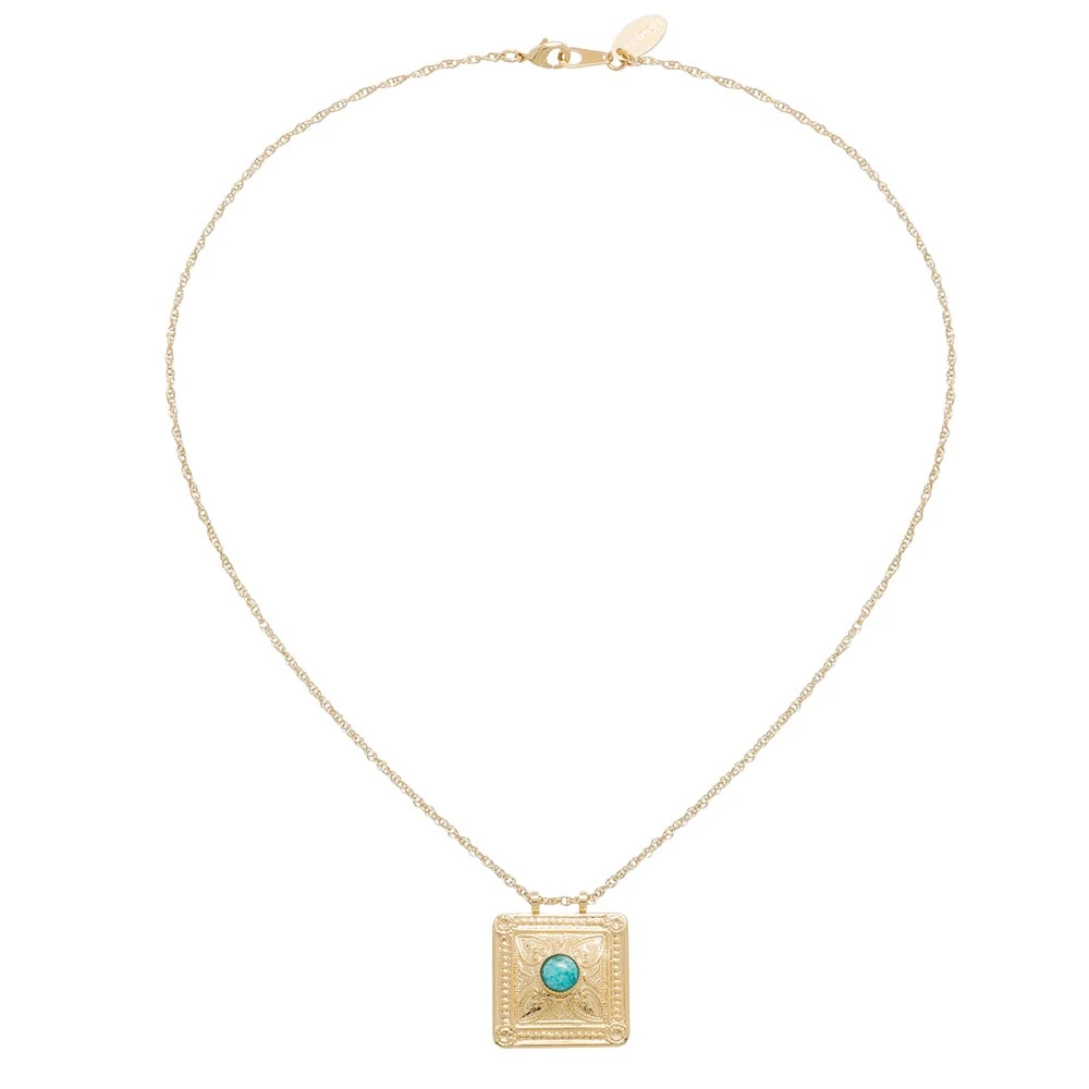 Collier Médaille Carrée Pierre (amazonite) 5 Collier Médaille Carrée Pierre (amazonite) – Image 3