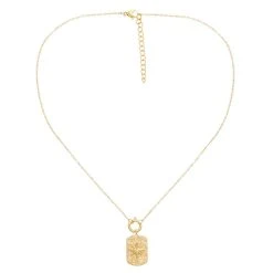 Collier Pendentif Rectangle étoile (doré) -Jollia Soldes Magasin collier pendentif etoile dore