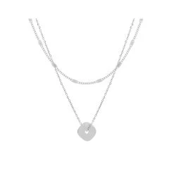 Collier Multi-rangs Carré Arrondi (argenté)